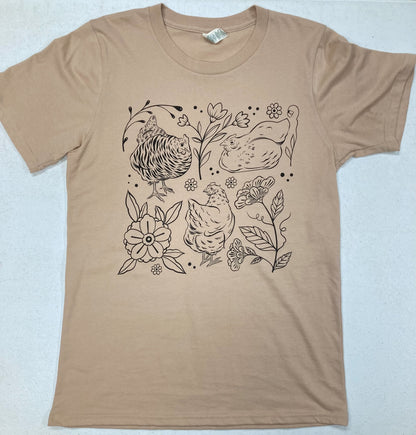 Hens and Flowers Tee